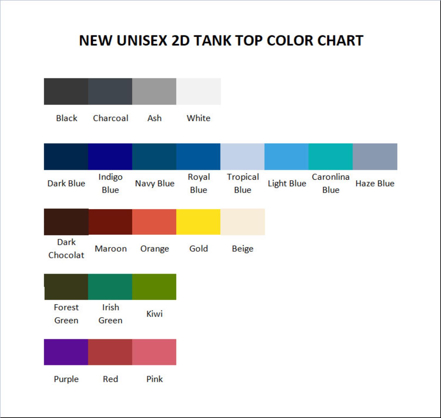 tank top color chart - Until Dawn Merch