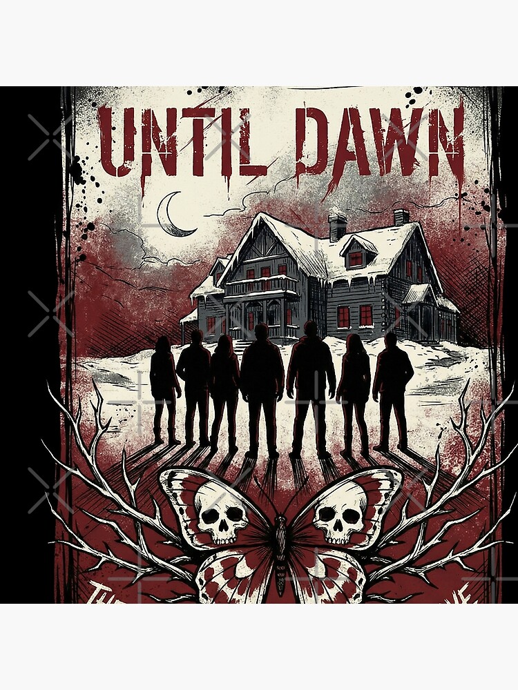 Until Dawn Remake Group Silhouette 8 Friends Throw Pillow - Image 2