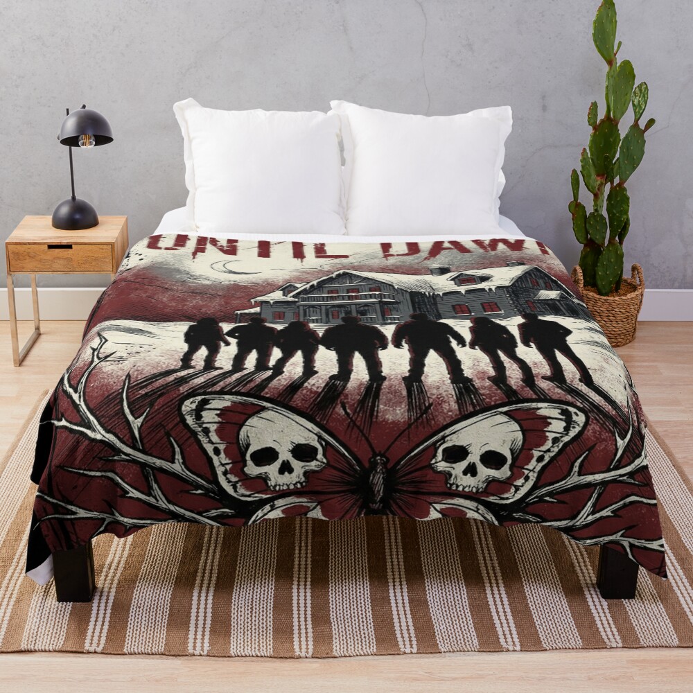 Until Dawn Remake Group Silhouette 8 Friends Throw Blanket