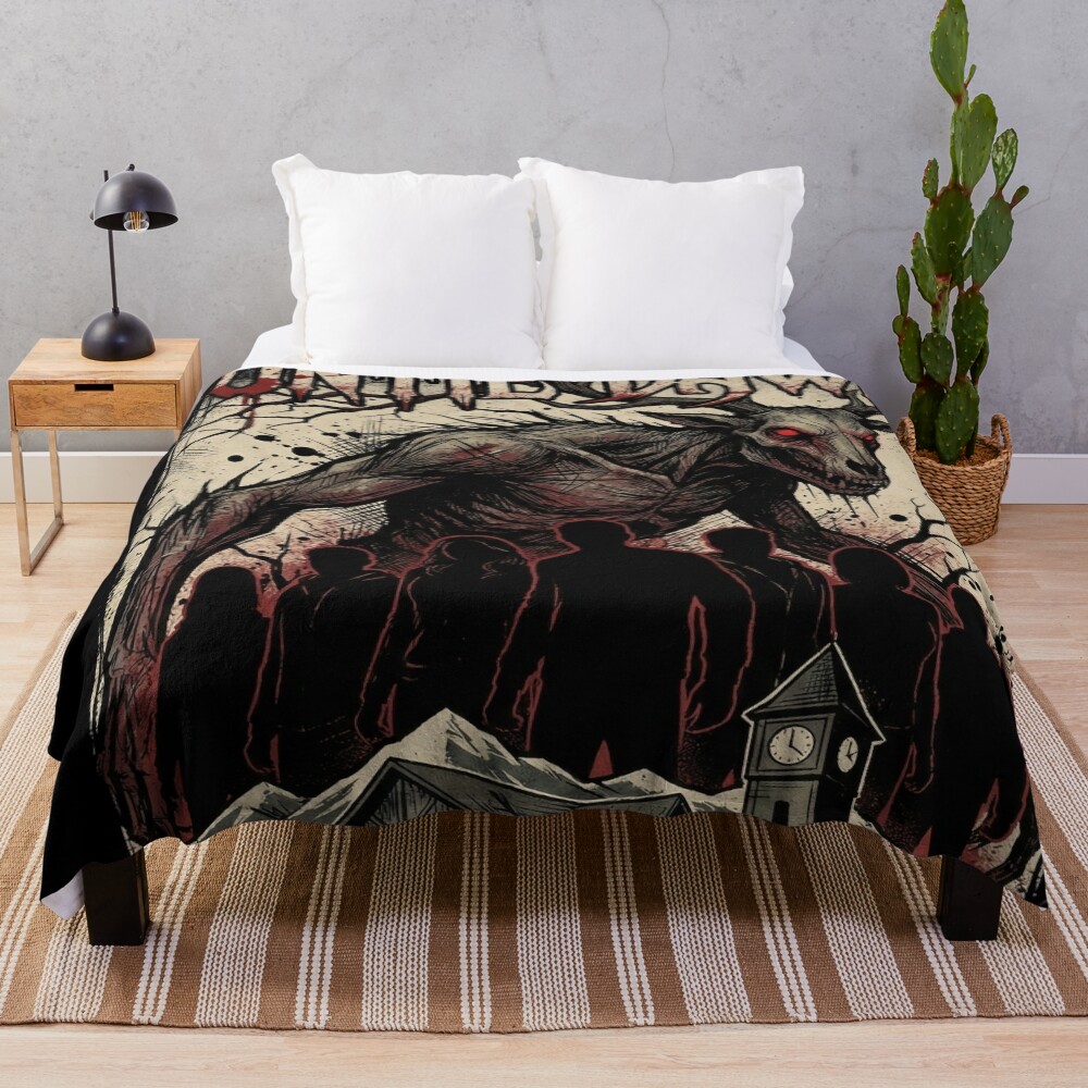 Until Dawn Wendigo Horror Portrait Throw Blanket