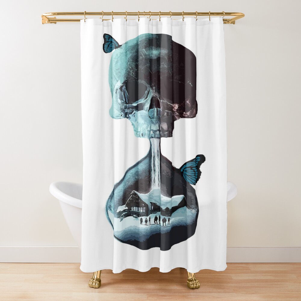 Best Until Dawn Skull And Butterflies Shower Curtain