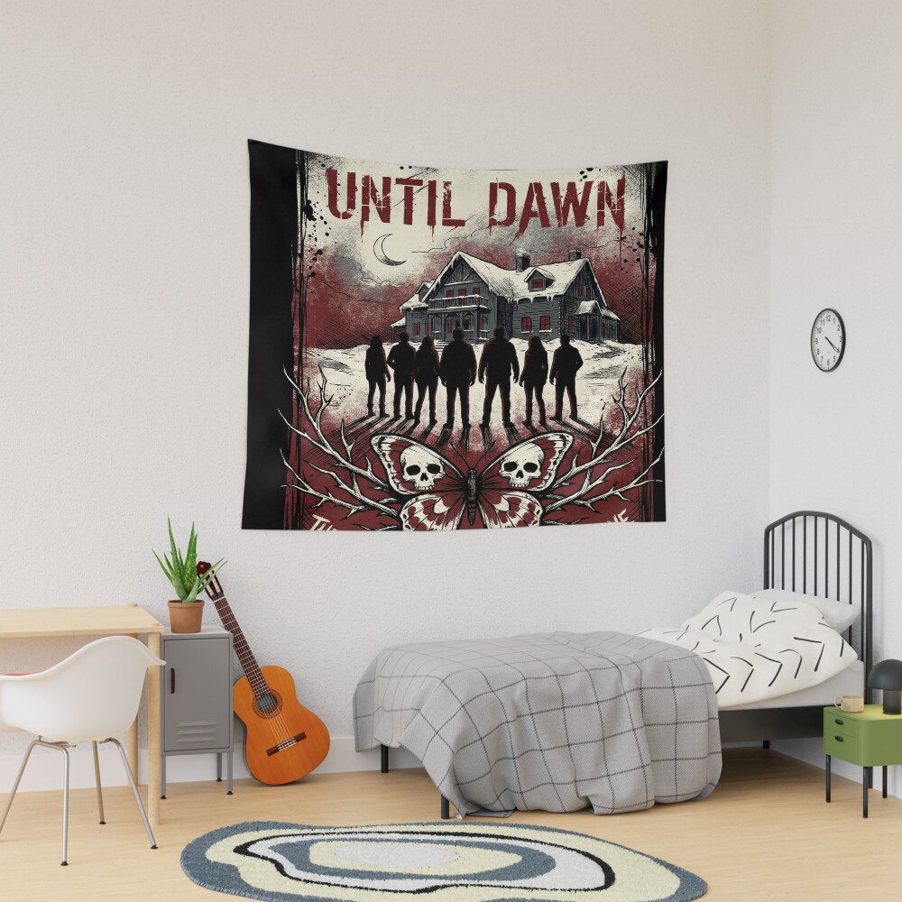 Until Dawn Remake Group Silhouette 8 Friends Tapestry