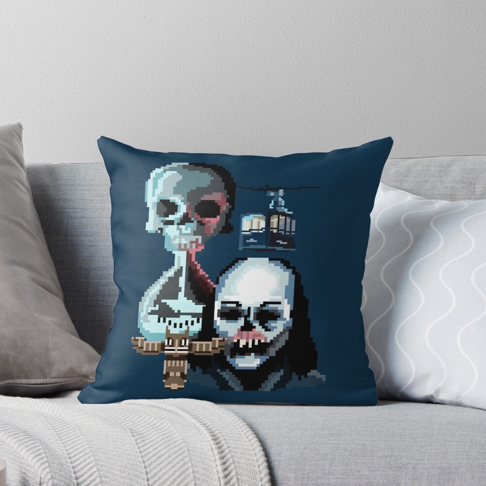 Pixel Until Dawn Famous Horror Movie Actors Watch Throw Pillow