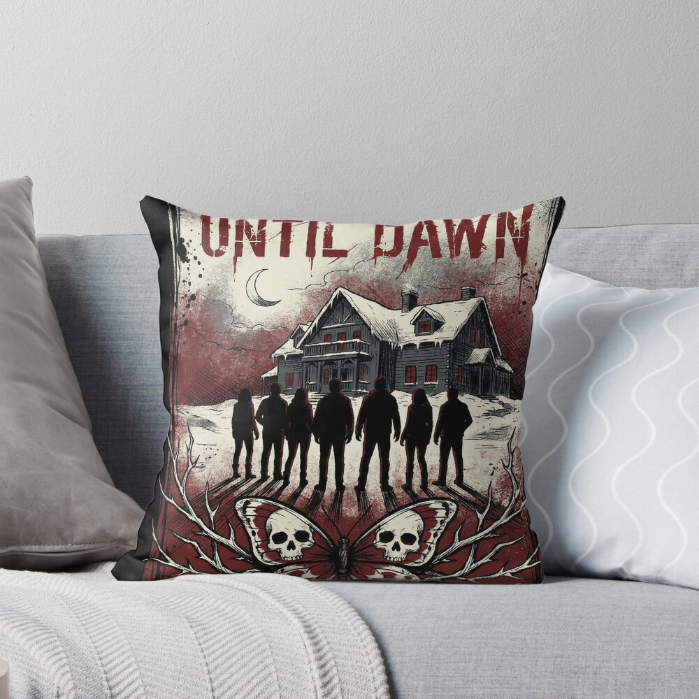 Until Dawn Remake Group Silhouette 8 Friends Throw Pillow